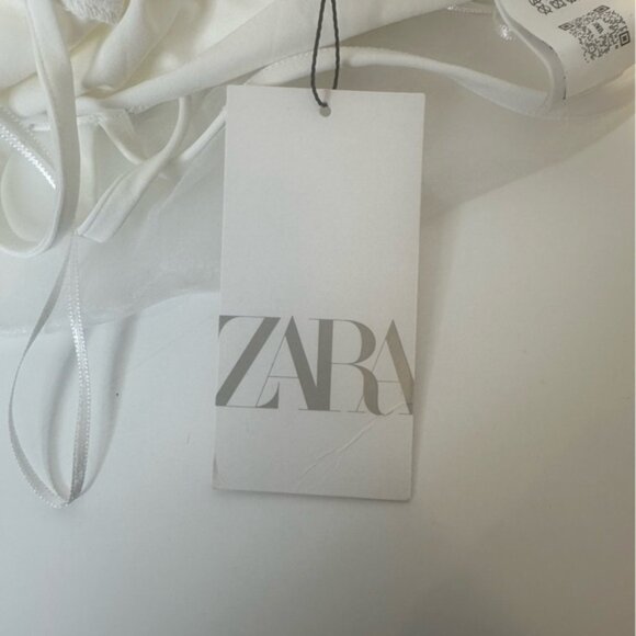 Zara Maxi Organza Fan Bodysuit Strappy Top White size S nwt - Picture 11 of 16